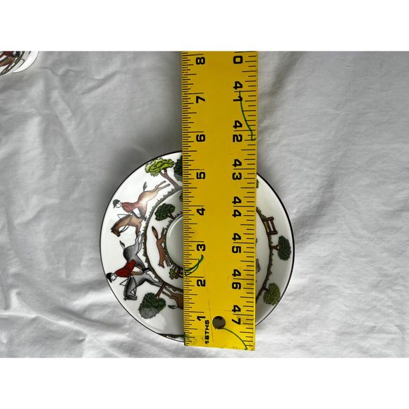 Hunting Scene Teacup Crown Staffordshire Tea Cup and Saucer Set Bone China 6 Pcs - Picture 5 of 9